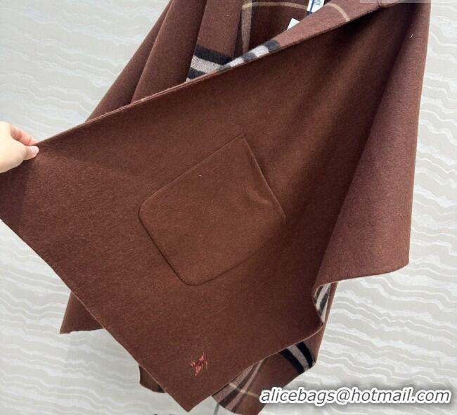 Market Sells Burberry Cashmere Reversible Cape 90x122cm 1015 Brown 2025