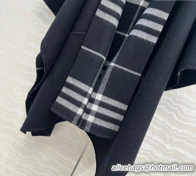 Market Sells Burberry Cashmere Reversible Cape 90x122cm 1015 Black 2025