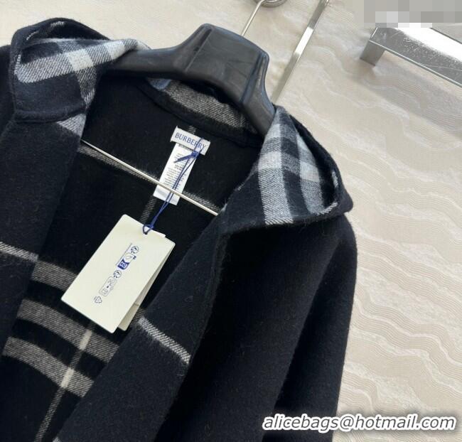 Market Sells Burberry Cashmere Reversible Cape 90x122cm 1015 Black 2025