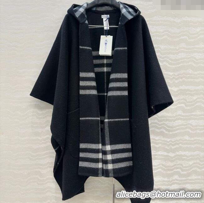Market Sells Burberry Cashmere Reversible Cape 90x122cm 1015 Black 2025