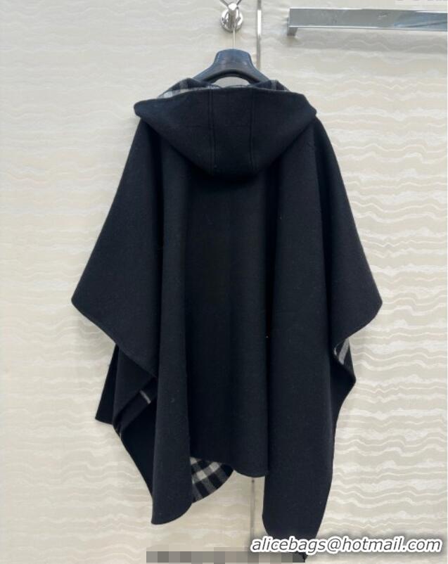 Market Sells Burberry Cashmere Reversible Cape 90x122cm 1015 Black 2025