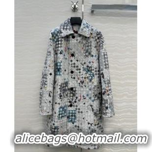 Modern Classic Bottega Veneta Printed Intrecciato Lambskin Leather Coat 0814 Grey 2025