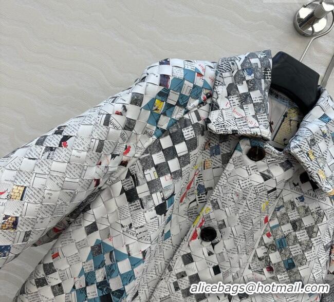 Modern Classic Bottega Veneta Printed Intrecciato Lambskin Leather Coat 0814 Grey 2025