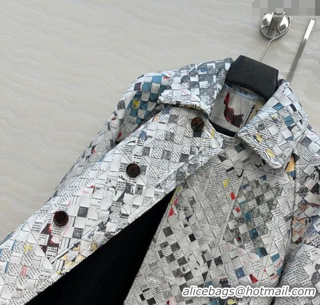 Modern Classic Bottega Veneta Printed Intrecciato Lambskin Leather Coat 0814 Grey 2025