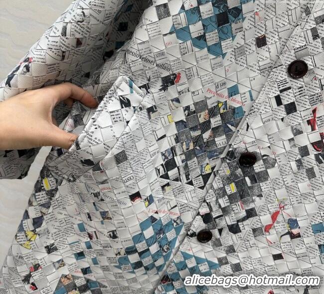 Modern Classic Bottega Veneta Printed Intrecciato Lambskin Leather Coat 0814 Grey 2025