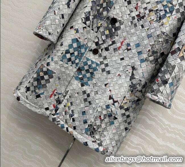 Modern Classic Bottega Veneta Printed Intrecciato Lambskin Leather Coat 0814 Grey 2025