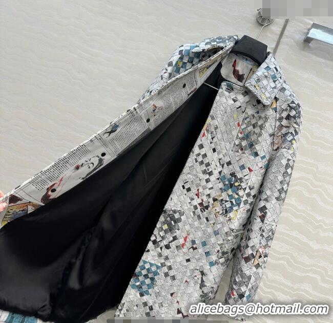 Modern Classic Bottega Veneta Printed Intrecciato Lambskin Leather Coat 0814 Grey 2025