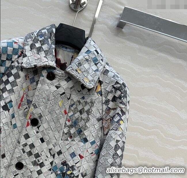 Modern Classic Bottega Veneta Printed Intrecciato Lambskin Leather Coat 0814 Grey 2025