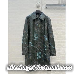 Buy Discount Bottega Veneta Printed Intrecciato Lambskin Leather Coat 0814 Green 2025