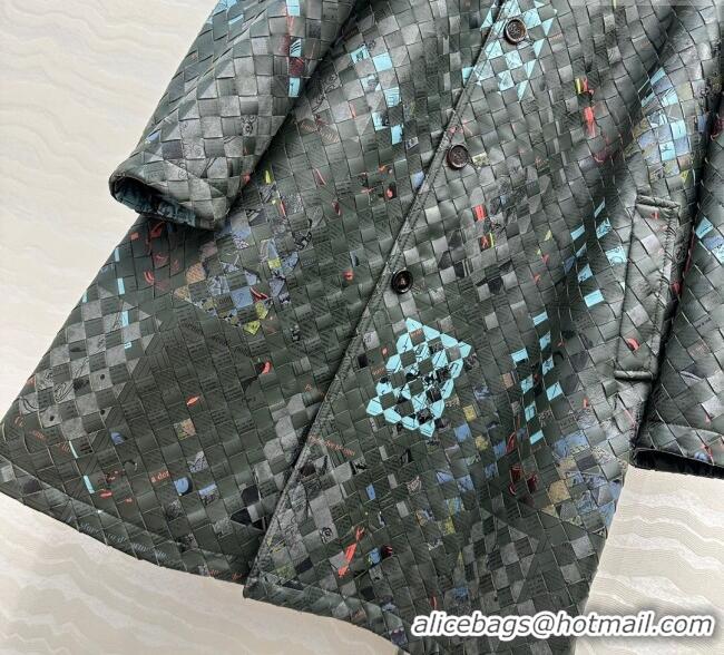 Buy Discount Bottega Veneta Printed Intrecciato Lambskin Leather Coat 0814 Green 2025