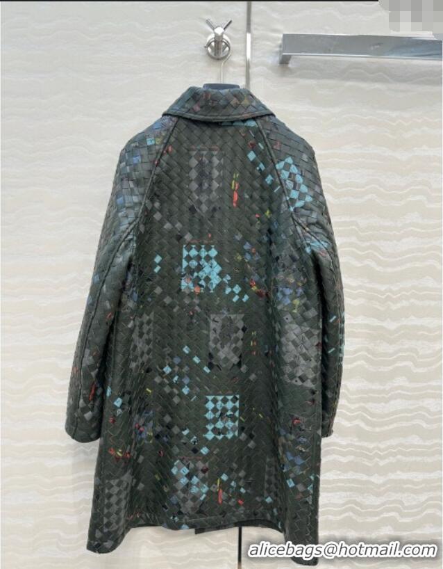 Buy Discount Bottega Veneta Printed Intrecciato Lambskin Leather Coat 0814 Green 2025