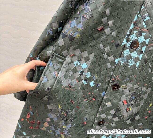 Buy Discount Bottega Veneta Printed Intrecciato Lambskin Leather Coat 0814 Green 2025