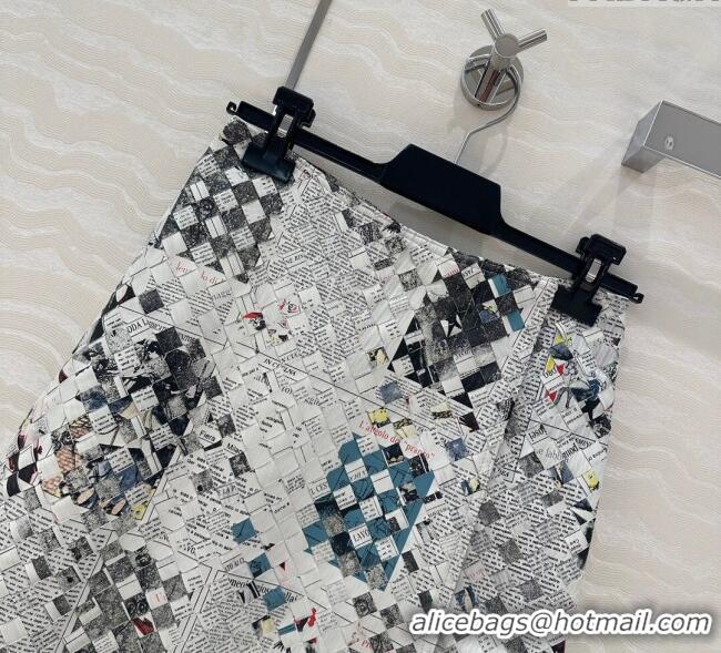 Spot Bulk Bottega Veneta Printed Intrecciato Lambskin Leather Skirt 0814 Grey 2025