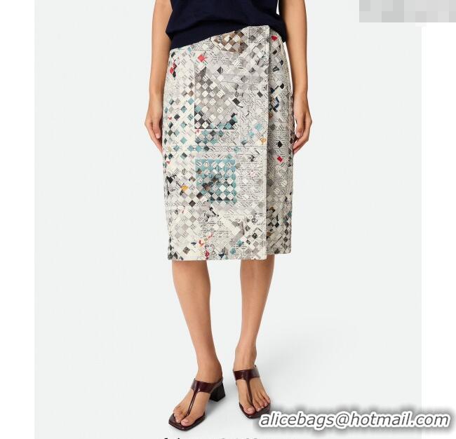 Spot Bulk Bottega Veneta Printed Intrecciato Lambskin Leather Skirt 0814 Grey 2025