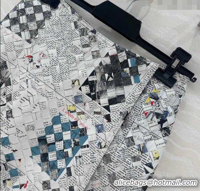 Spot Bulk Bottega Veneta Printed Intrecciato Lambskin Leather Skirt 0814 Grey 2025