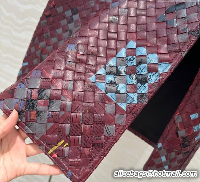 Top Grade Bottega Veneta Printed Intrecciato Lambskin Leather Skirt 0814 Burgundy 2025