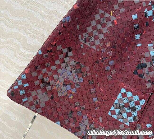 Top Grade Bottega Veneta Printed Intrecciato Lambskin Leather Skirt 0814 Burgundy 2025
