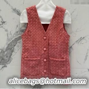 Luxury Cheap Bottega Veneta Suede Leather Vest BV082216 Pink 2025