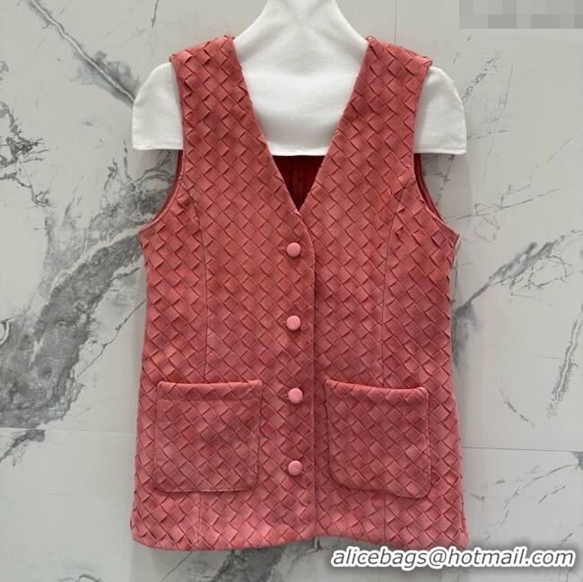 Luxury Cheap Bottega Veneta Suede Leather Vest BV082216 Pink 2025