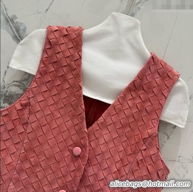 Luxury Cheap Bottega Veneta Suede Leather Vest BV082216 Pink 2025