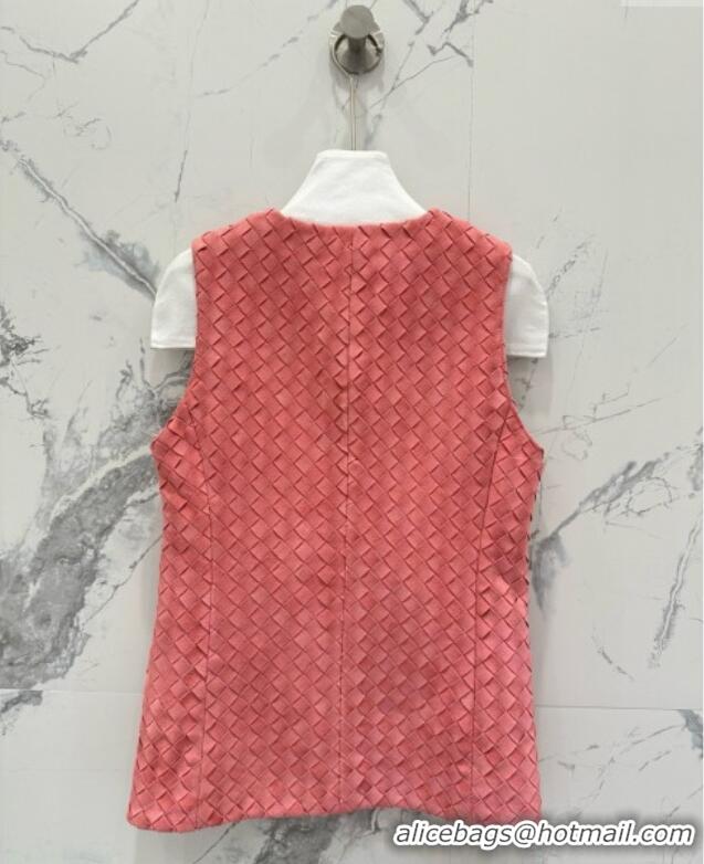 Luxury Cheap Bottega Veneta Suede Leather Vest BV082216 Pink 2025