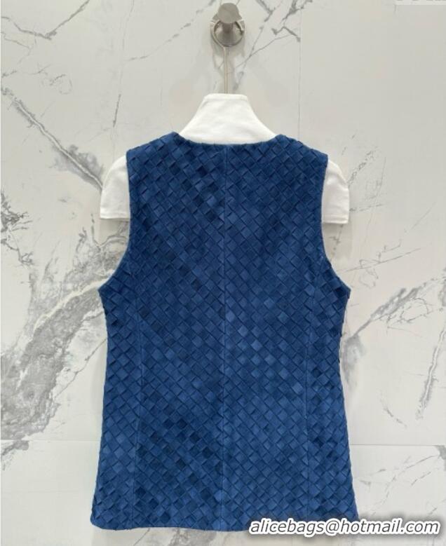 New Release Creation Bottega Veneta Suede Leather Vest BV082217 Blue 2025