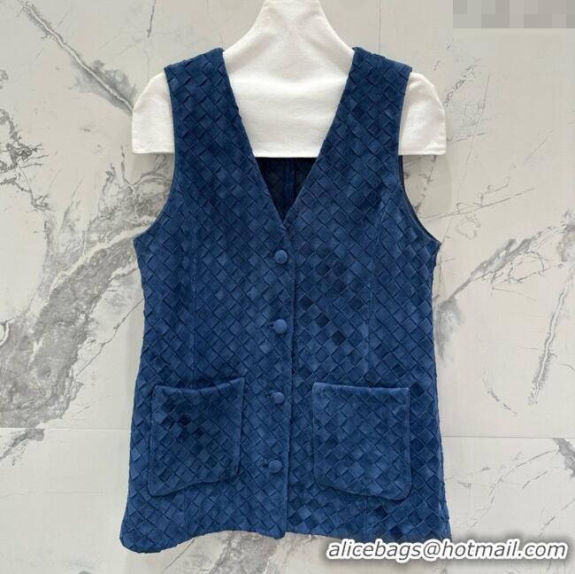 New Release Creation Bottega Veneta Suede Leather Vest BV082217 Blue 2025