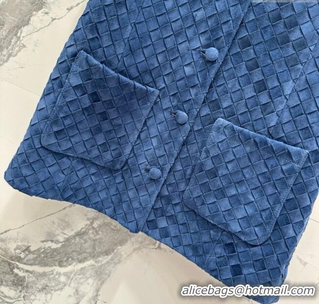 New Release Creation Bottega Veneta Suede Leather Vest BV082217 Blue 2025