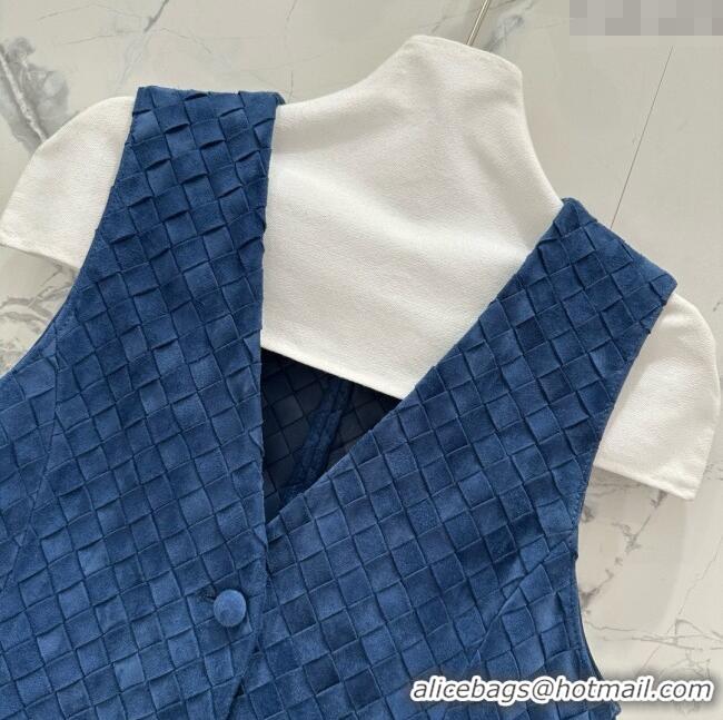 New Release Creation Bottega Veneta Suede Leather Vest BV082217 Blue 2025