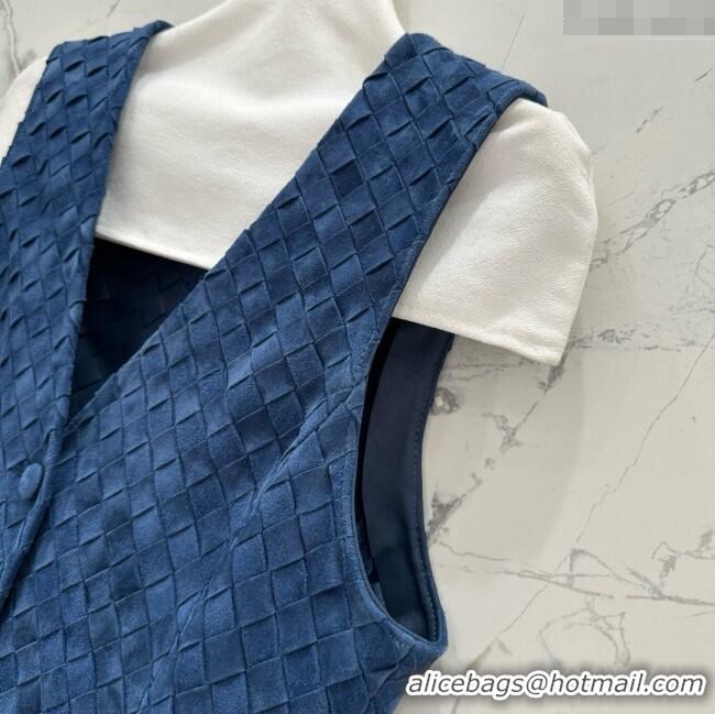 New Release Creation Bottega Veneta Suede Leather Vest BV082217 Blue 2025