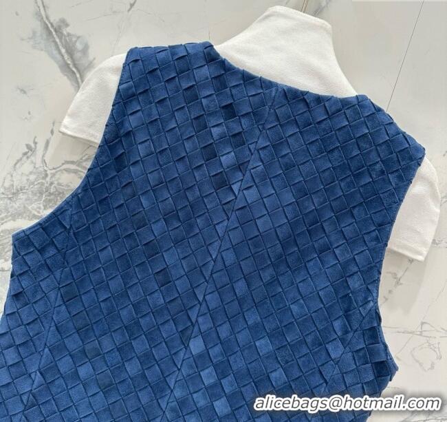 New Release Creation Bottega Veneta Suede Leather Vest BV082217 Blue 2025