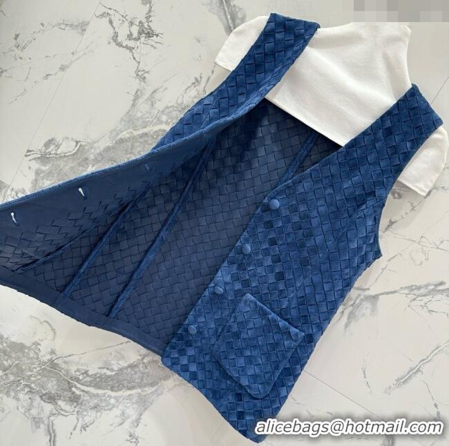 New Release Creation Bottega Veneta Suede Leather Vest BV082217 Blue 2025