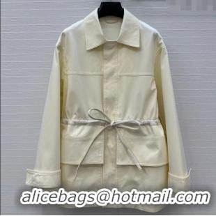 Trendy Design Bottega Veneta Jacket with Leather Belt 1014 White 2025