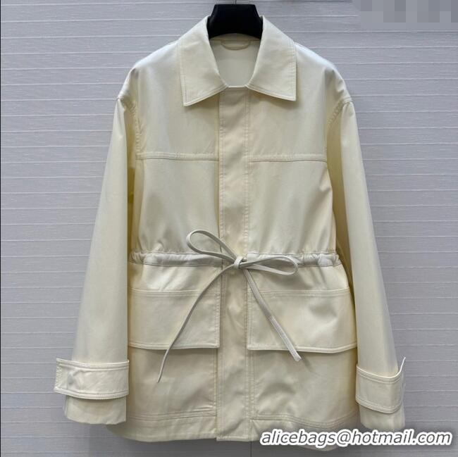 Trendy Design Bottega Veneta Jacket with Leather Belt 1014 White 2025