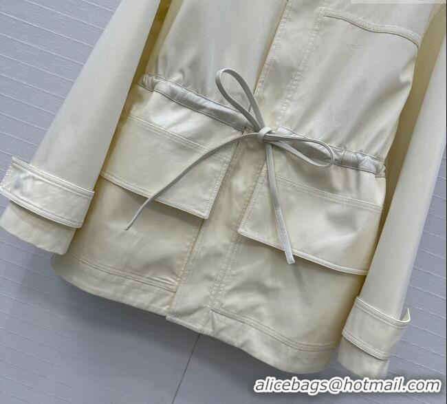 Trendy Design Bottega Veneta Jacket with Leather Belt 1014 White 2025