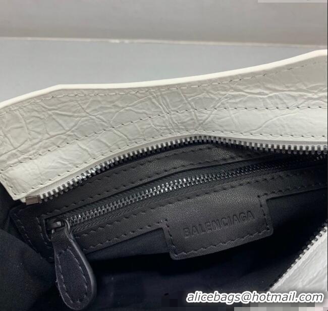 Luxury Cheap Balenciaga Le City Mini Bag in Arena Storico lambskin B9006 Optic White/Black hardware 2025