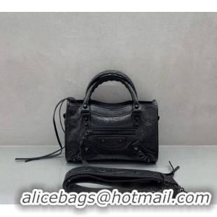 Good Taste Balenciaga Le City Mini Bag in Arena Storico lambskin B9006 All Black 2025