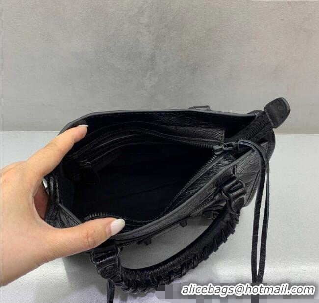Good Taste Balenciaga Le City Mini Bag in Arena Storico lambskin B9006 All Black 2025