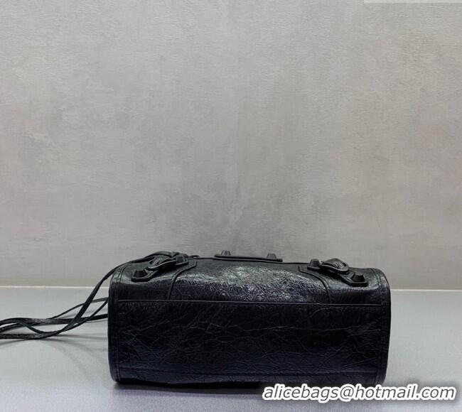 Good Taste Balenciaga Le City Mini Bag in Arena Storico lambskin B9006 All Black 2025