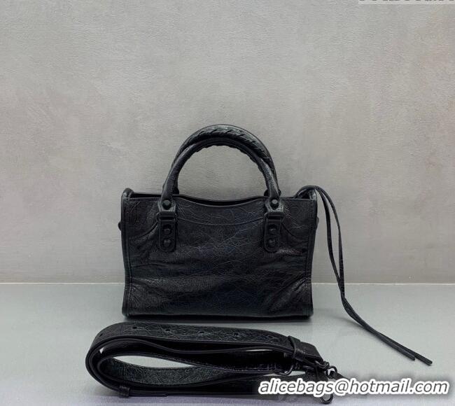 Good Taste Balenciaga Le City Mini Bag in Arena Storico lambskin B9006 All Black 2025