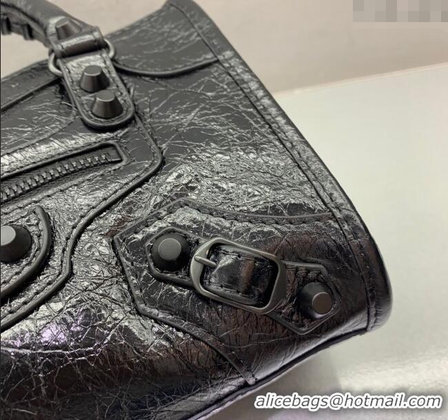 Good Taste Balenciaga Le City Mini Bag in Arena Storico lambskin B9006 All Black 2025