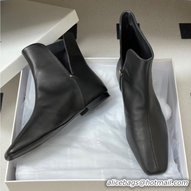 Perfect The Row Lambskin Flat Ankle Boots TR082701 Black 2025
