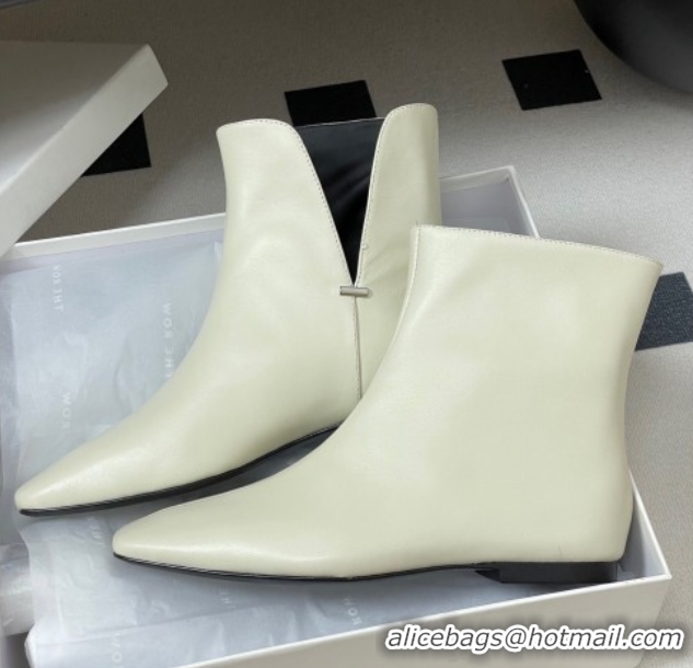 Shop Cheap The Row Lambskin Flat Ankle Boots TR082701 White 2025