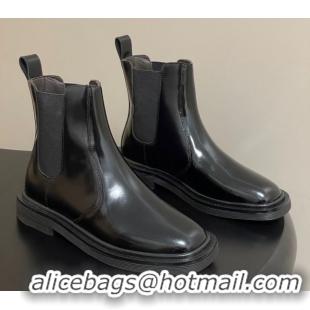 Top Grade The Row Calfskin Flat Ankle Boots TR082702 Black 2025