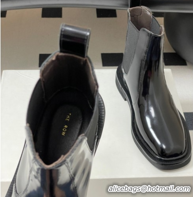 Top Grade The Row Calfskin Flat Ankle Boots TR082702 Black 2025