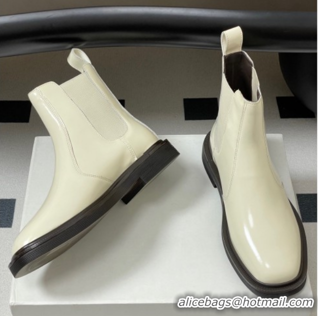 Unique Style The Row Calfskin Flat Ankle Boots TR082702 White 2025