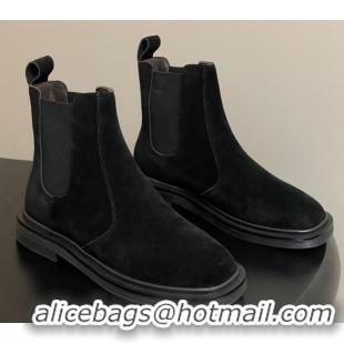 Good Quality The Row Suede Flat Ankle Boots TR082702 Black 2025