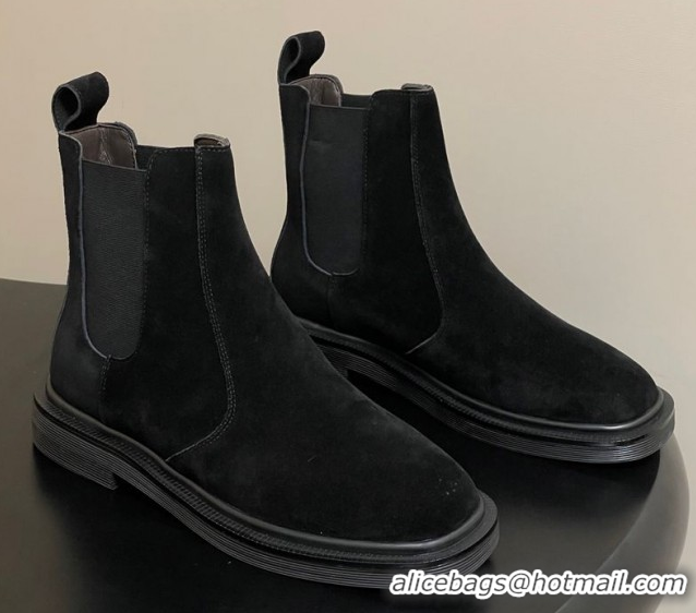 Good Quality The Row Suede Flat Ankle Boots TR082702 Black 2025