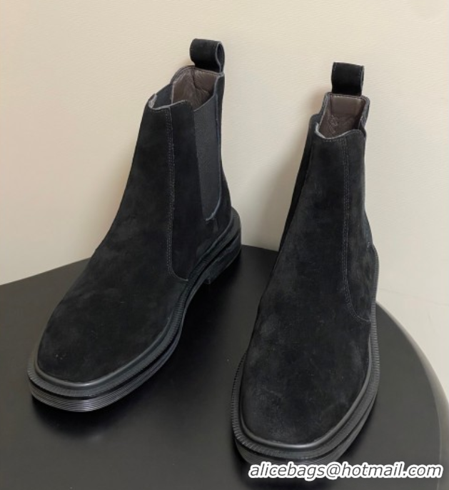 Good Quality The Row Suede Flat Ankle Boots TR082702 Black 2025