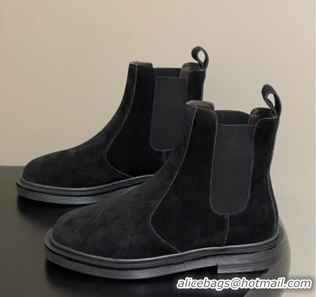 Good Quality The Row Suede Flat Ankle Boots TR082702 Black 2025